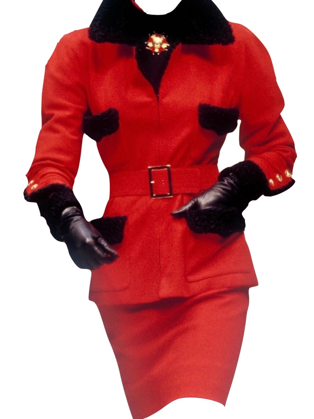 CHANEL 2 HAUTE COUTURE Piece Red & Black Dress with Jacket Suit Ensemble FW 1986 - Picture 7 of 16